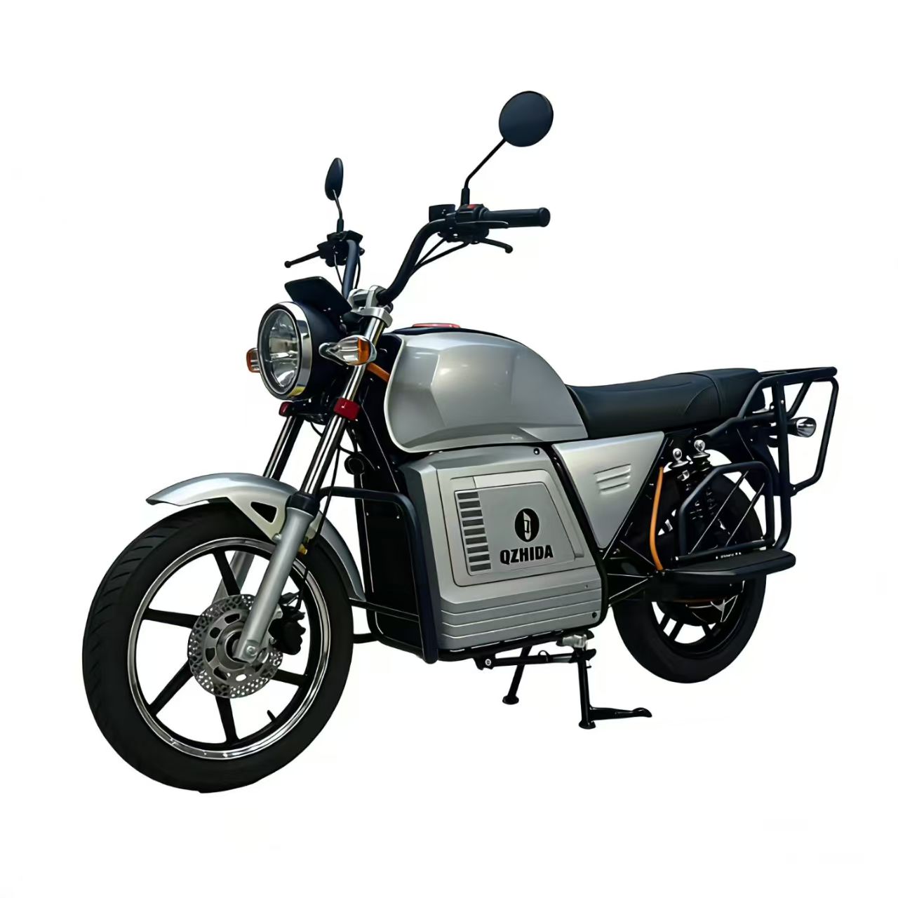 KQ01 electric motorcycle silver side view